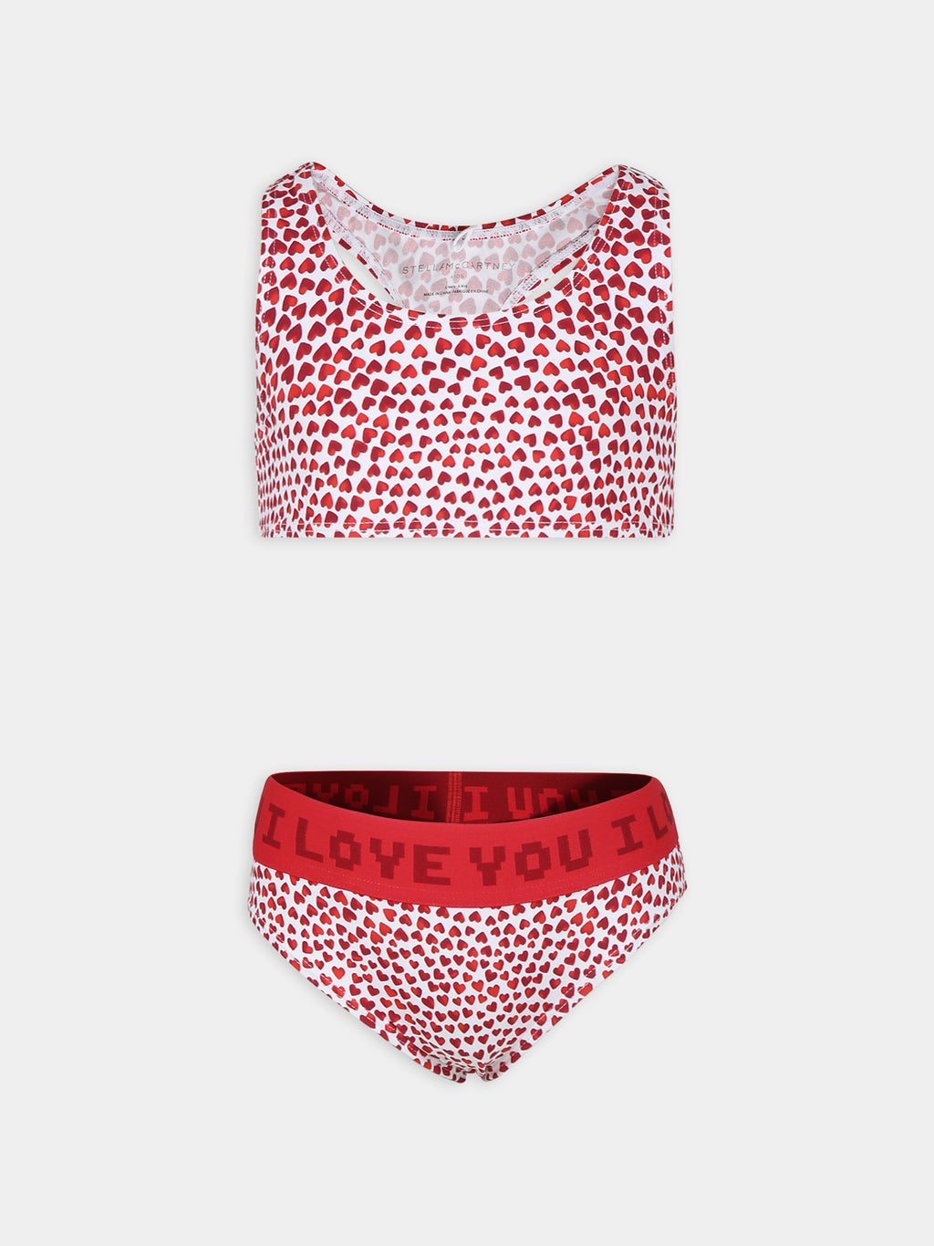 Ivory bikini for girl with hearts print